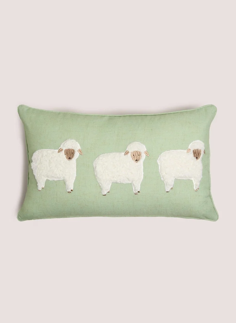 Matalan Green Sheep Tufted Cushion